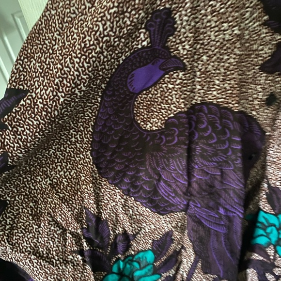 Casual Purple A-Line Dress with Pleated Skirt and Mandarin Collar belted - Picture 5 of 5